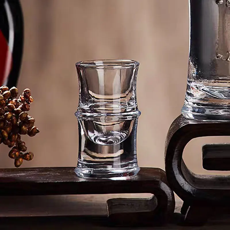 6pcs Sets Drinkware Spirits Cup Small Wine Glass Striped Wine Glass Transparent Baijiu Cup Household Art Design Drinking Cup Bar