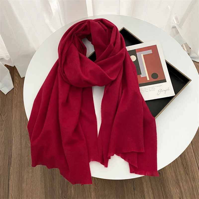 70*200 سنتيمتر بلون الشتاء الدافئة النساء وشاح شالات كشميرية سميكة منديل الحجاب يلتف الباشمينا فولارد عقال