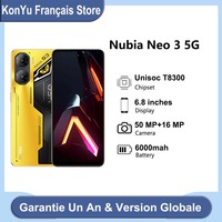 Nubia Neo 3 5G global version World version, 6.8 inches, unisoc t8300, 6000 mAh, charge 33W NFC, 8G RAM, Rom 256G, smart telephone