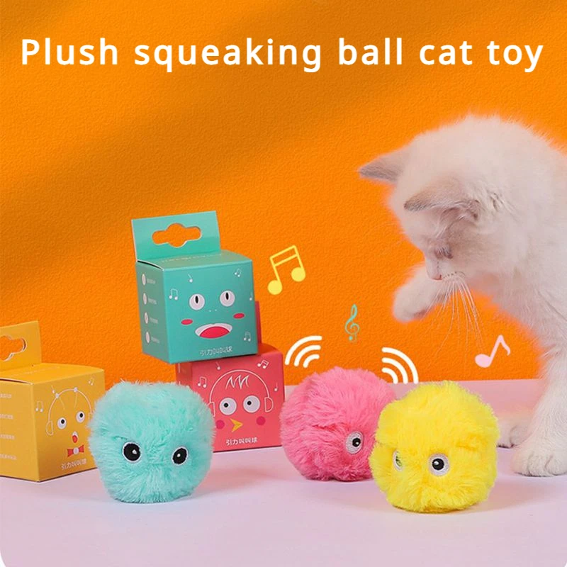 

Smart Cat Toy Interactive Plush Ball New Product Pet Squeaky Balls Self Hi Cats plaything Ball Kitten Pet Supplies