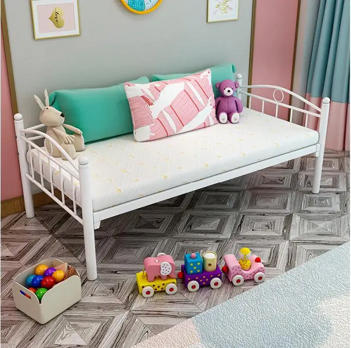 Modern Princess Bed for Kids Girls with Steel Children Furniture Pink White