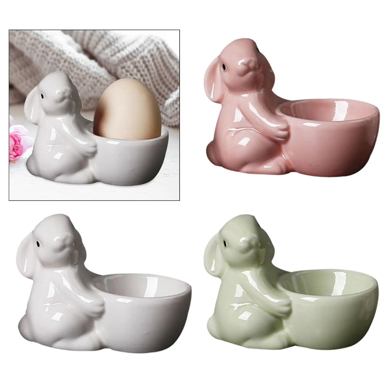

Egg Cup Easter Tabletop Figurine Dinnerware Tabletop Display Easter Bunny Egg Stand for Easter Decoration Breakfast Dinner