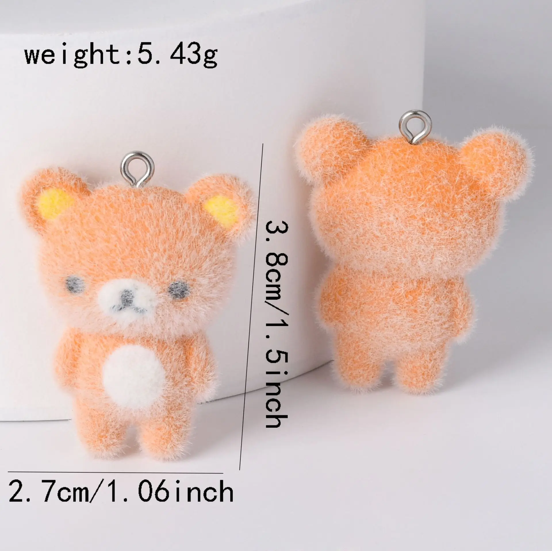 2pcs resin Cartoon Bear Charms flocked resin Animals Doll Pendant For Necklace Earrings Keychain DIY Jewelry Accessories making