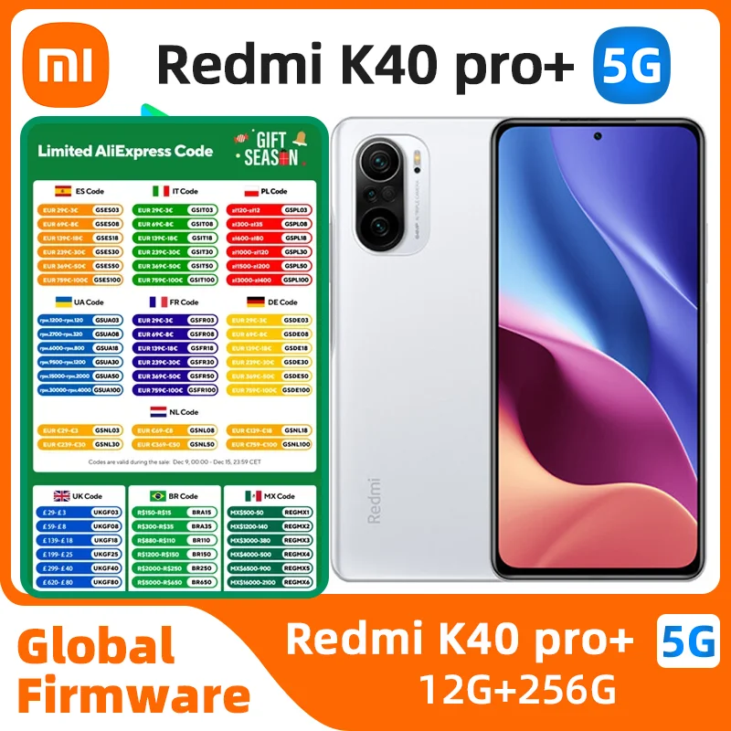 Xiaomi-Redmi K40 Pro Plus Android 5G Smartphone Desbloqueado, 6.67 ", 12GB RAM, 256GB ROM, Todas as Cores em Bom Estado, Original, Telefone Usado