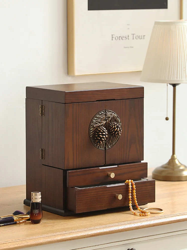 Cosmetics storage box Chinese antique jewelry integrated multi-layer drawer storage cabinet wooden