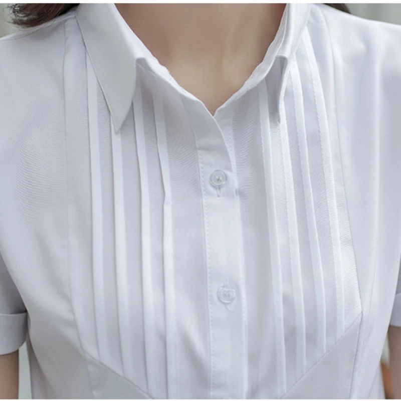 Korean Popular Clothes Shirts for Women Elegant 2024 Fashion White Shirt Women Short Sleeve Shirts and Blouses Office Lady Tops