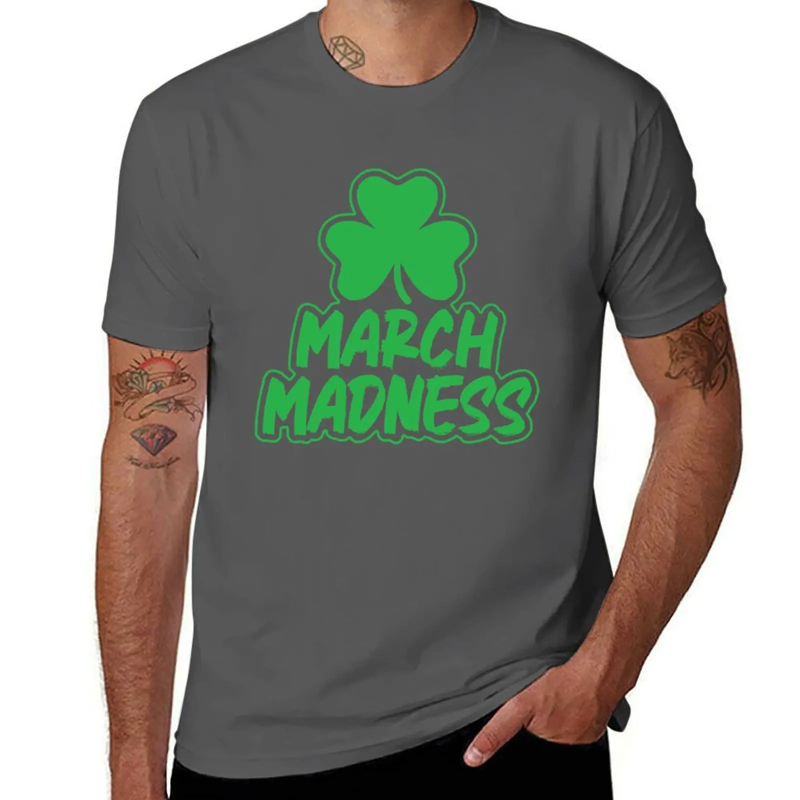 

March Madness || Funny St Patricks Day T-Shirt Basic Solid Color Casual Tee Shirt