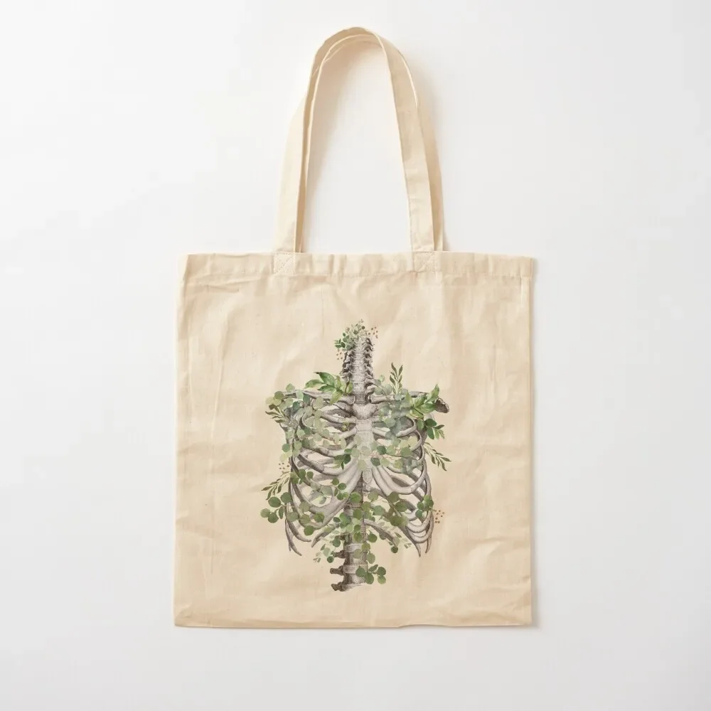 

Ribcage, rib cage, anatomy skeleton eucaliptus leaves Tote Bag custom canvas bag custom tote bag