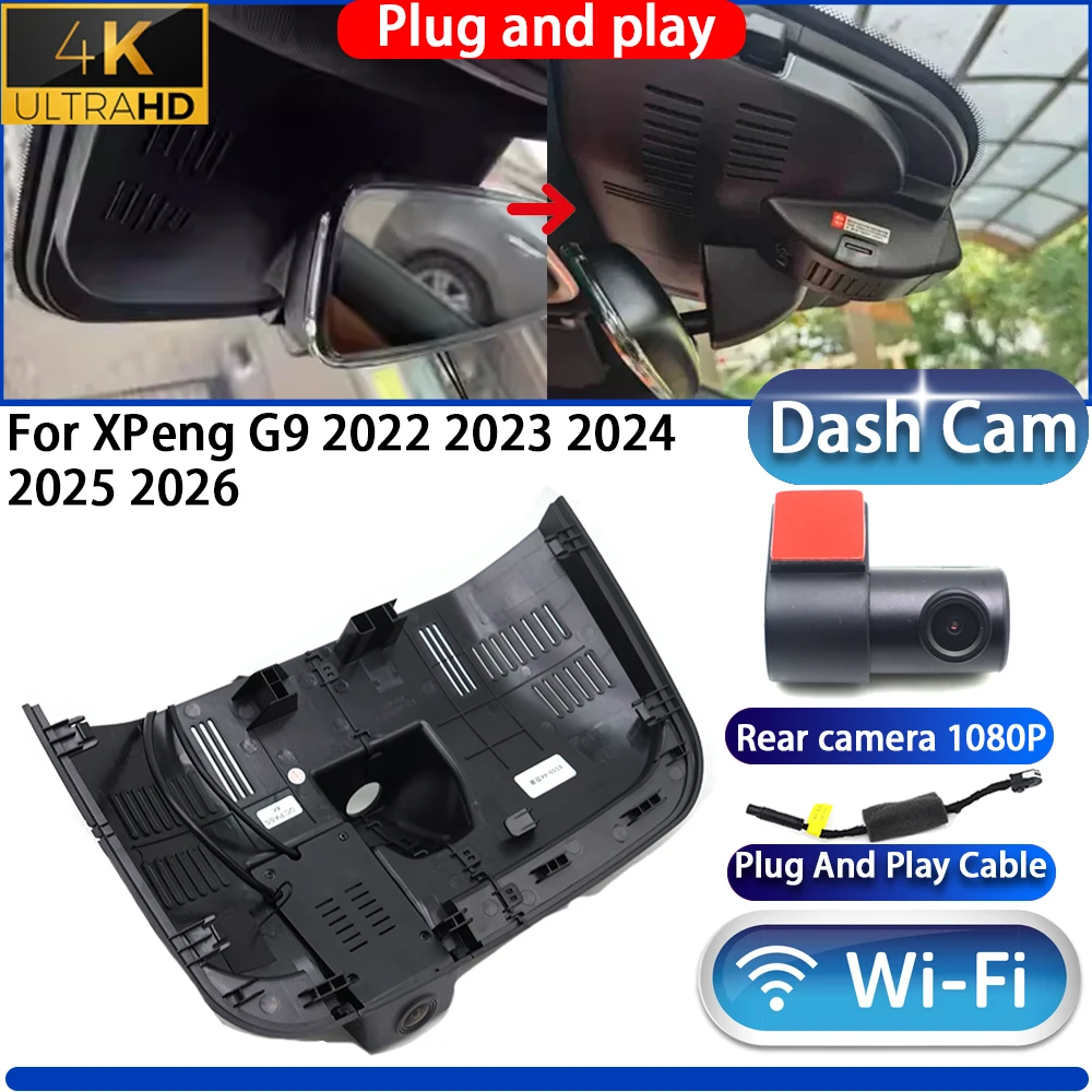 HighCity For  XPeng G9 2022 2023 2024 2025 2026 Dash Cam Camera DVR 4K UHD 2160P Night Vision Wifl Plug And Play Video Recorder