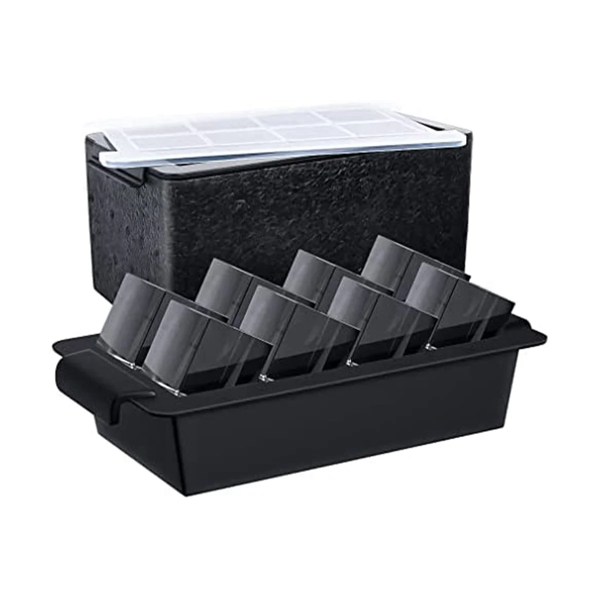 Macchina per il ghiaccio trasparente, vassoio quadrato per il ghiaccio trasparente crea 8 grandi quadrati di ghiaccio quadrati, creatore di quadrati di ghiaccio cristallino per cocktail