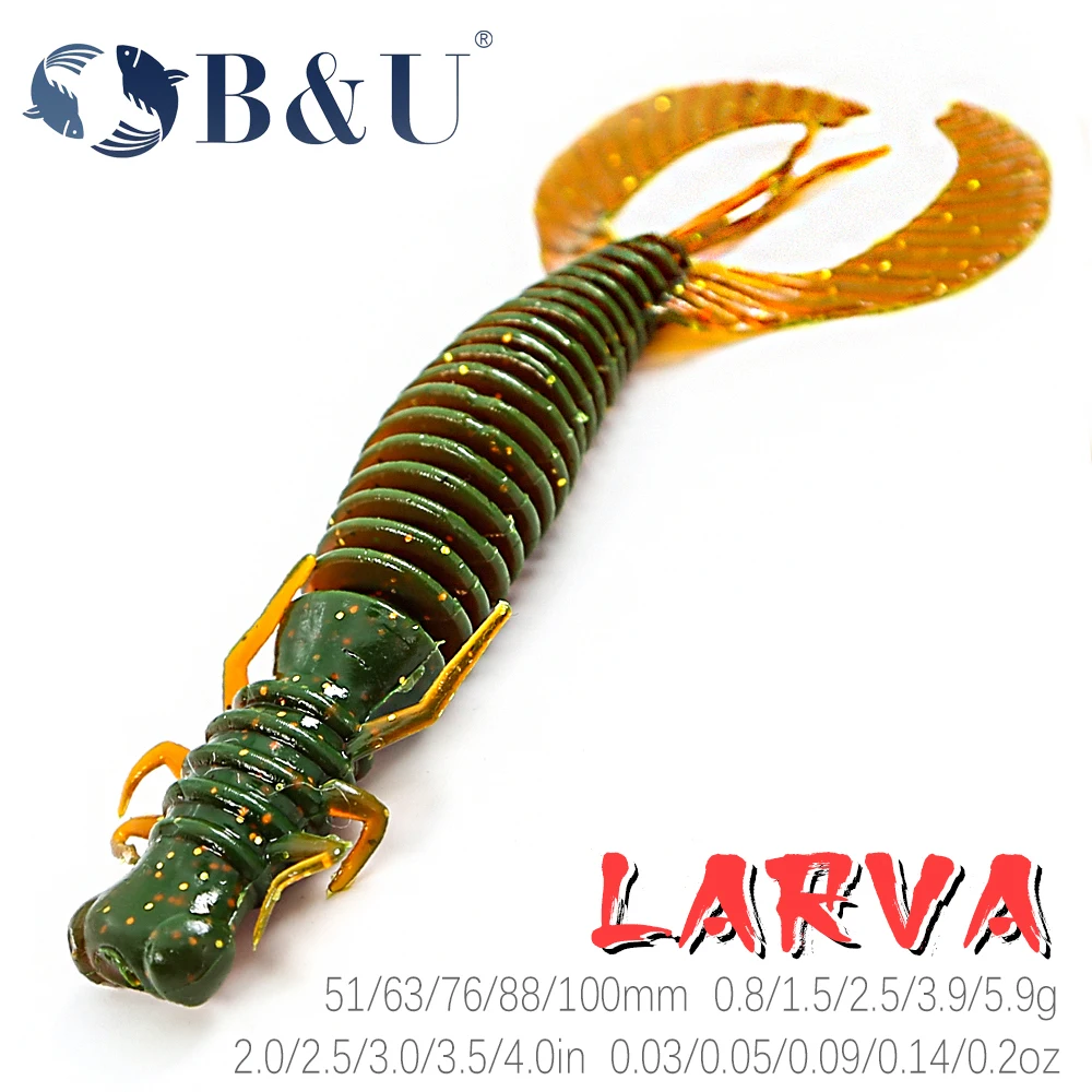 B&U  Larva Soft Fishing Lures   Artificial Lures Silicone Wobblers For Pike Swimbait Jigging Plastic Baits Worm