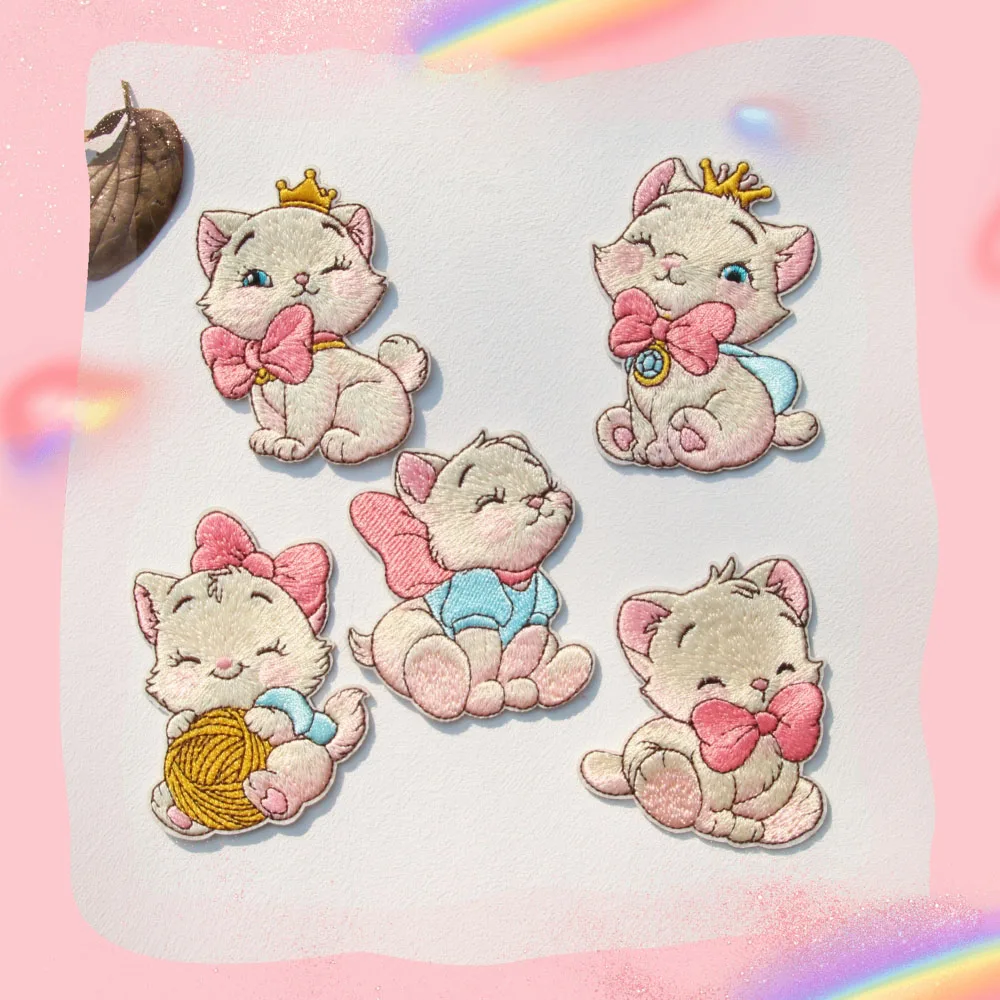 Super Cute Bow Cat Embroidery Repair Patches Bag Jacket Jeans Iron On Parch for Clothes Down Jacket Sticker