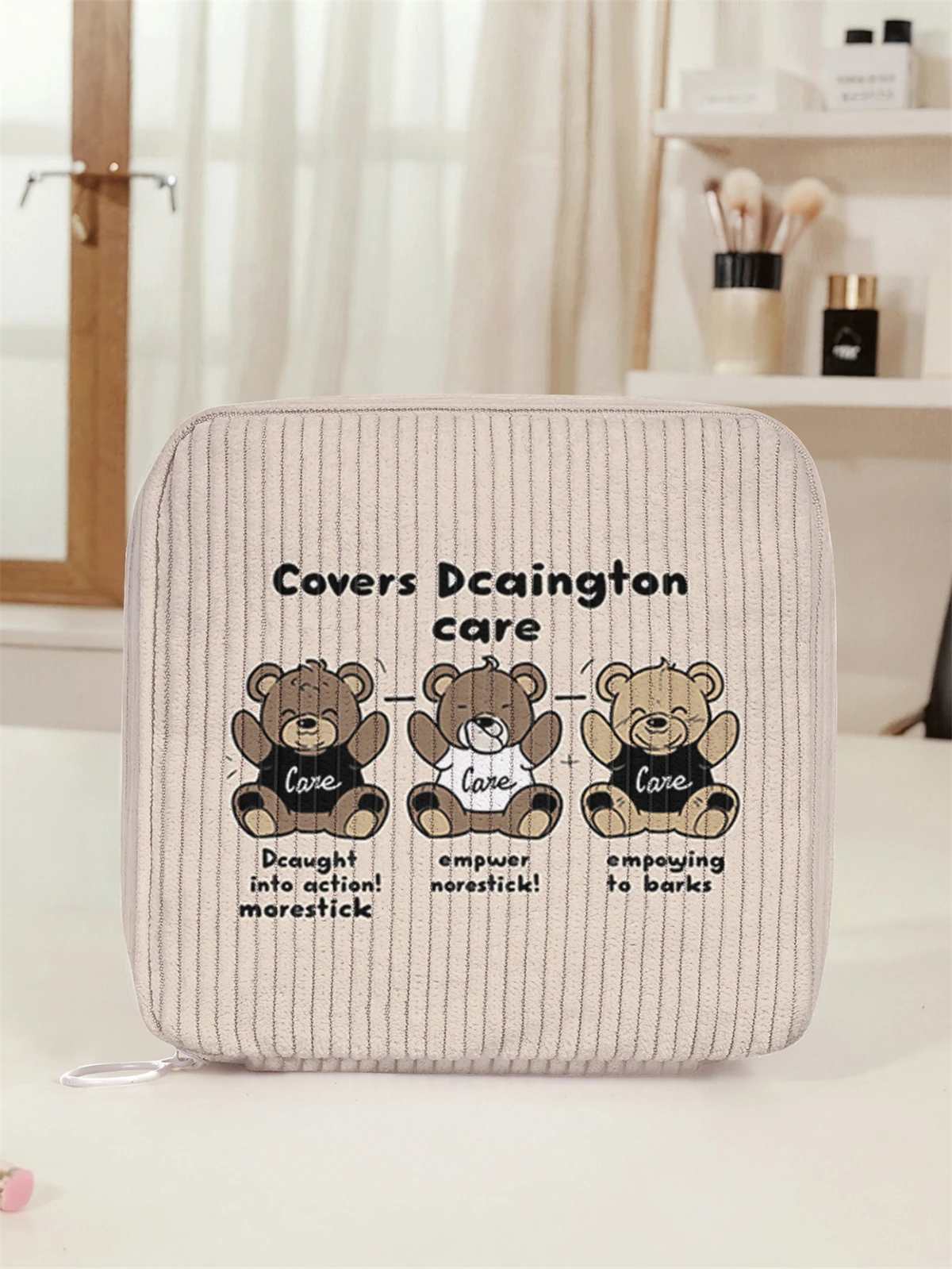 Saco de armazenamento de guardanapo sanitário impresso de desenho animado, saco de tecido leve feminino, saco de tecido sanitário