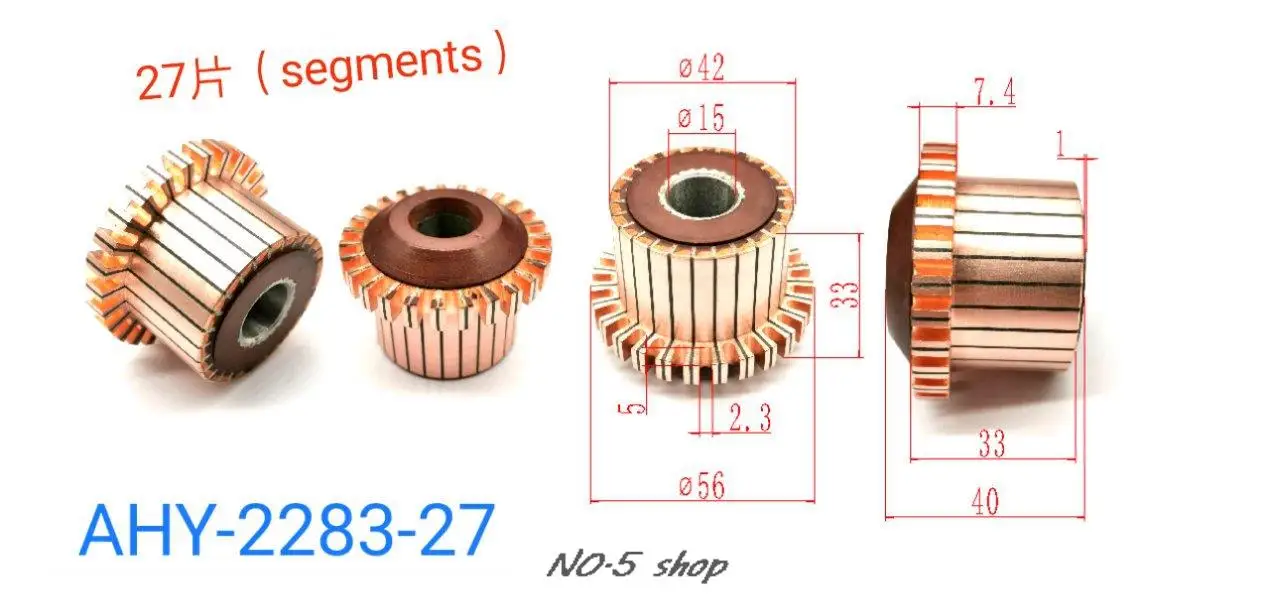 

5pcs 42x15x33(40)x27P Copper Bars Electric Motor Commutator