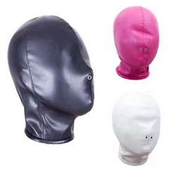 BDSM Bondage Headgear Soft Adjustable PU Leather Head Hood Closed Mask Open Nose Hole  Erotic Sex Toys Slave Roleplay