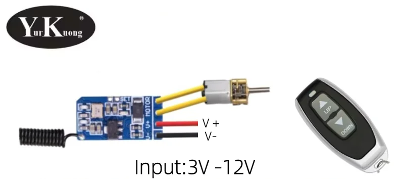 3,7V Mini-Motor Fernbedienungsschalter 5V 7,4V 9V Winziger Motor Vorwärts Rückwärts Stopp Positiv Negativ Windenmotor Lenkmodul – Detail 1