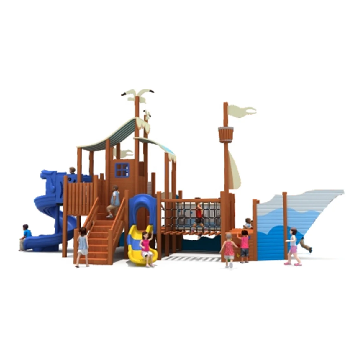 Excellent Outdoor Playground Pirate Ship Slide Combination Children's Outdoor Equipment Amusement Park Pirate Ship
