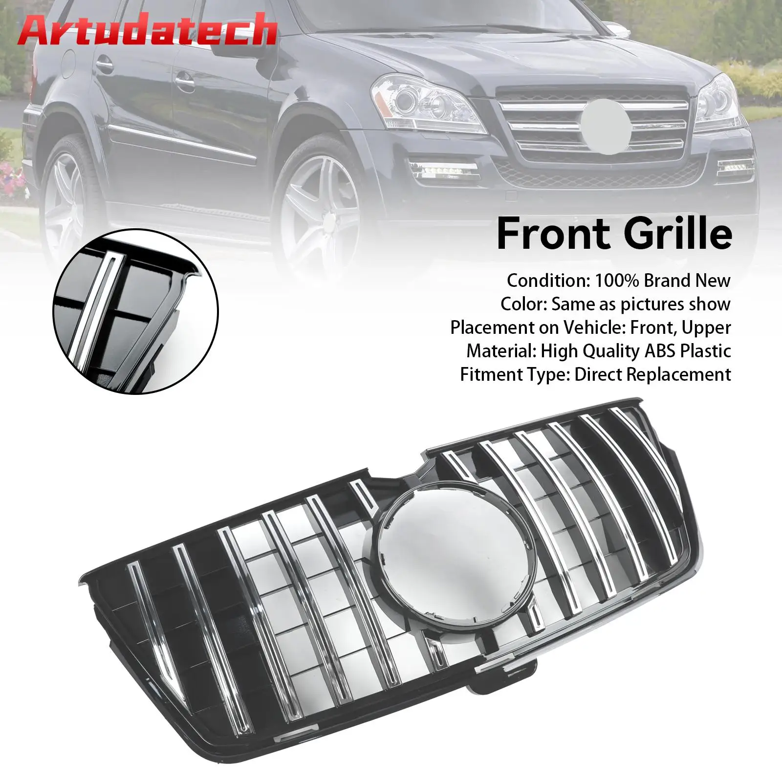 

Artudatech Front Bumper Grill Grille Fit Mercedes-Benz GL-Class X164 GL550 GL63 2010-2012