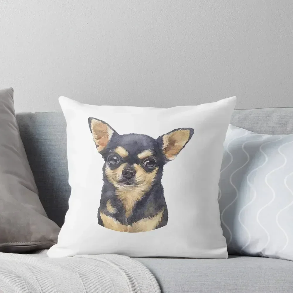 Cuite Black and Tan Chihuahua Watercolor Art Throw Pillow Pillow Case pillow pillowcase