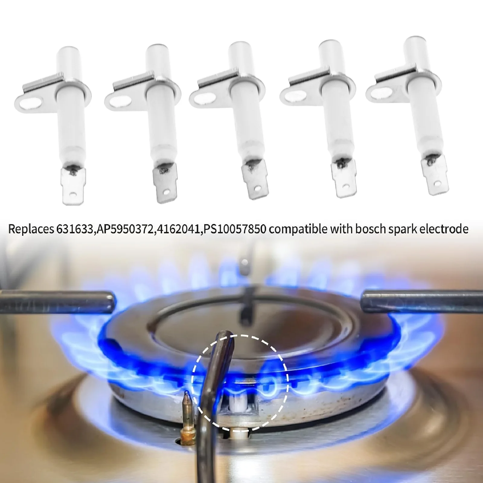 5pcs 00631633 Burner Igniter Replacement for Bosch Range Parts 631633 Burner Electrode Igniter HGI8054UC HGI8056UC Cooktop Spark