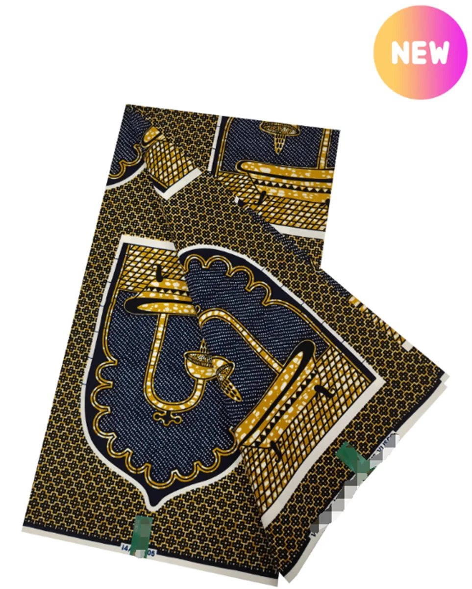 Imagem -04 - Tecido Africano Grand Wax Ankara Batik Loincoth Loincoth Dourado 100 Algodão Novo para Costurar Vestido de Noiva Jardas