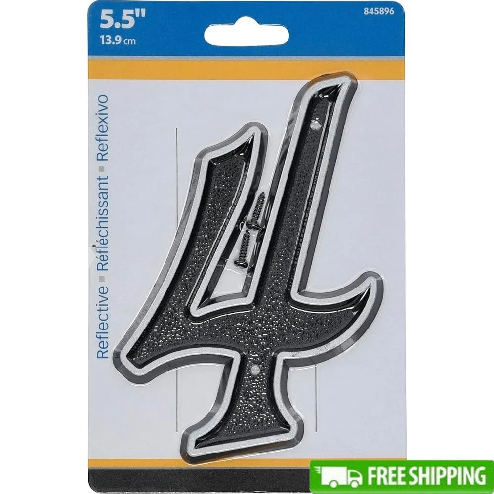 

5.5 Inch Durable Plastic House Number 4 Clearly Visible Easy Installation Weather Resistant Versatile Wall Mounting Hardware