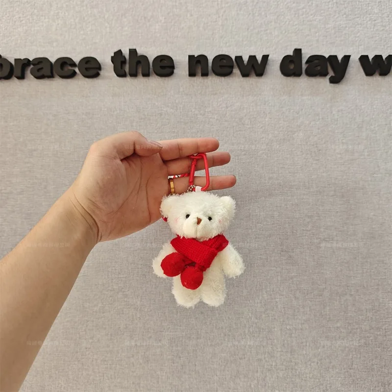 

Подвеска в виде медведя, популярная плюшевая кукла с розовой пудрой и румянами, милый мини-шарф, подходит для подвешивания школьной сумки, мобильного багажа