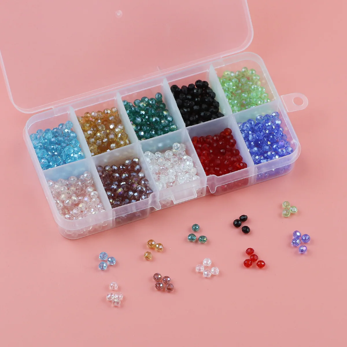 4mm 1000pcs Faceted Flat Round Austria Crystal Glass Spacer Loose Beads DIY Kit Set Box for Jewelry Making Bracelets Accessories