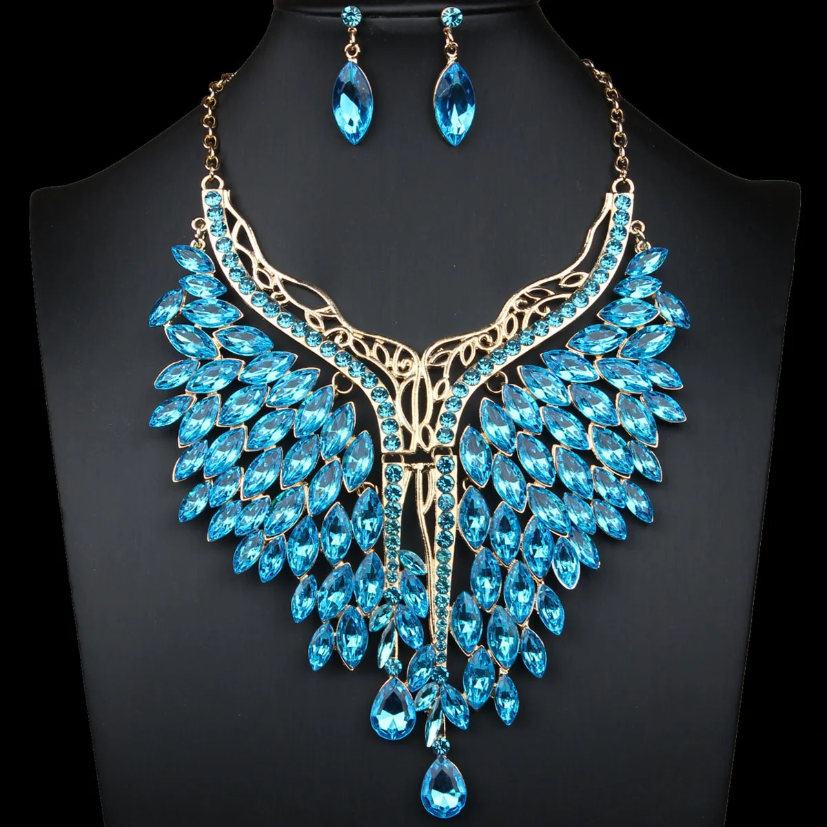 

Роскошные модные австрийские хрустальные ожерелья, серьги, свадебные комплекты ювелирных изделий для невесты, аксессуары для свадебной вечеринки, подарки