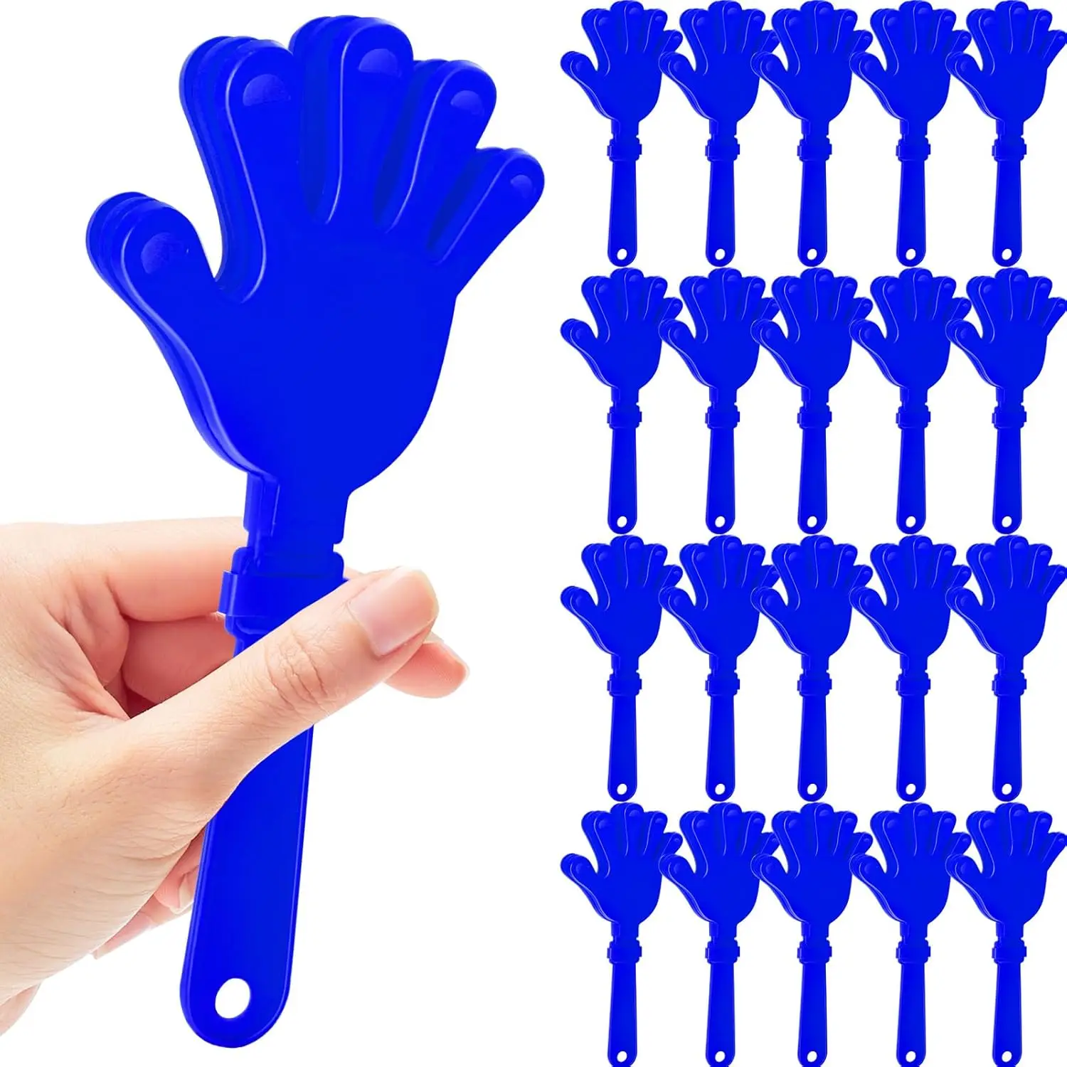 

24 Pack 7.5 Inch Plastic Hand Clappers Noisemakers for Sports Events Parties Cheering Blue