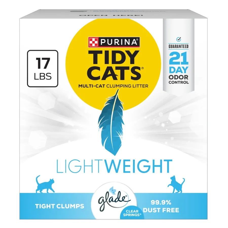 

Наполнитель для кошачьего туалета Purina LightWeight с ароматом Glade Clear Springs, комкующийся, низкопыльный, для нескольких кошек, для больших домохозяйств и многокотьих семей