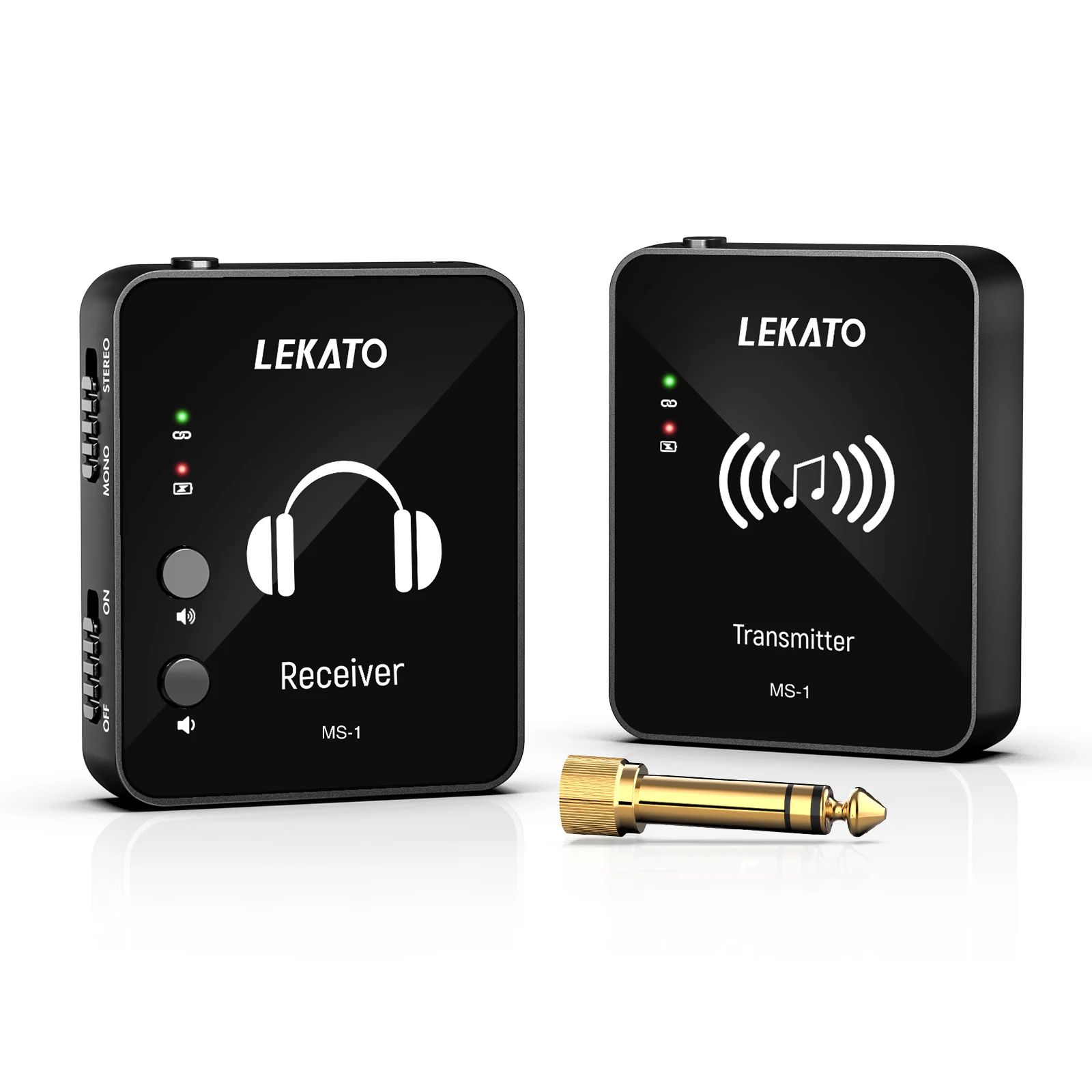 Lekato Wp-10 2.4G Monitor de fone de ouvido sem fio recarregável transmissor receptor M-Vave M8 recarregável estéreo mono gravação de telefone