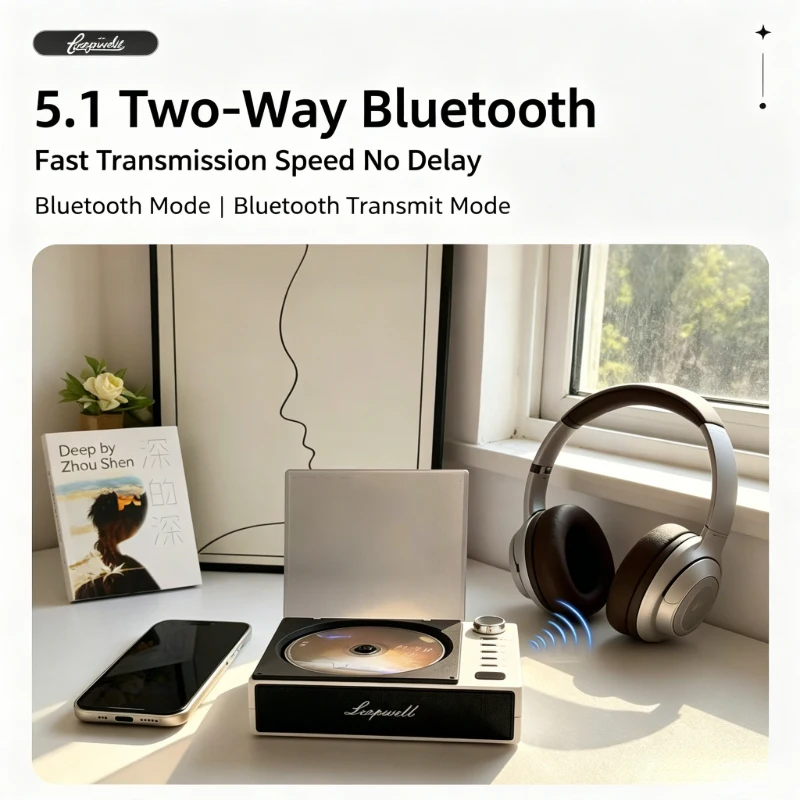 Retro CD Player Bluetooth Speaker Rechargeable with LCD Screen HiFi Multifunction Vintage Gift for Home Outdoor view 3