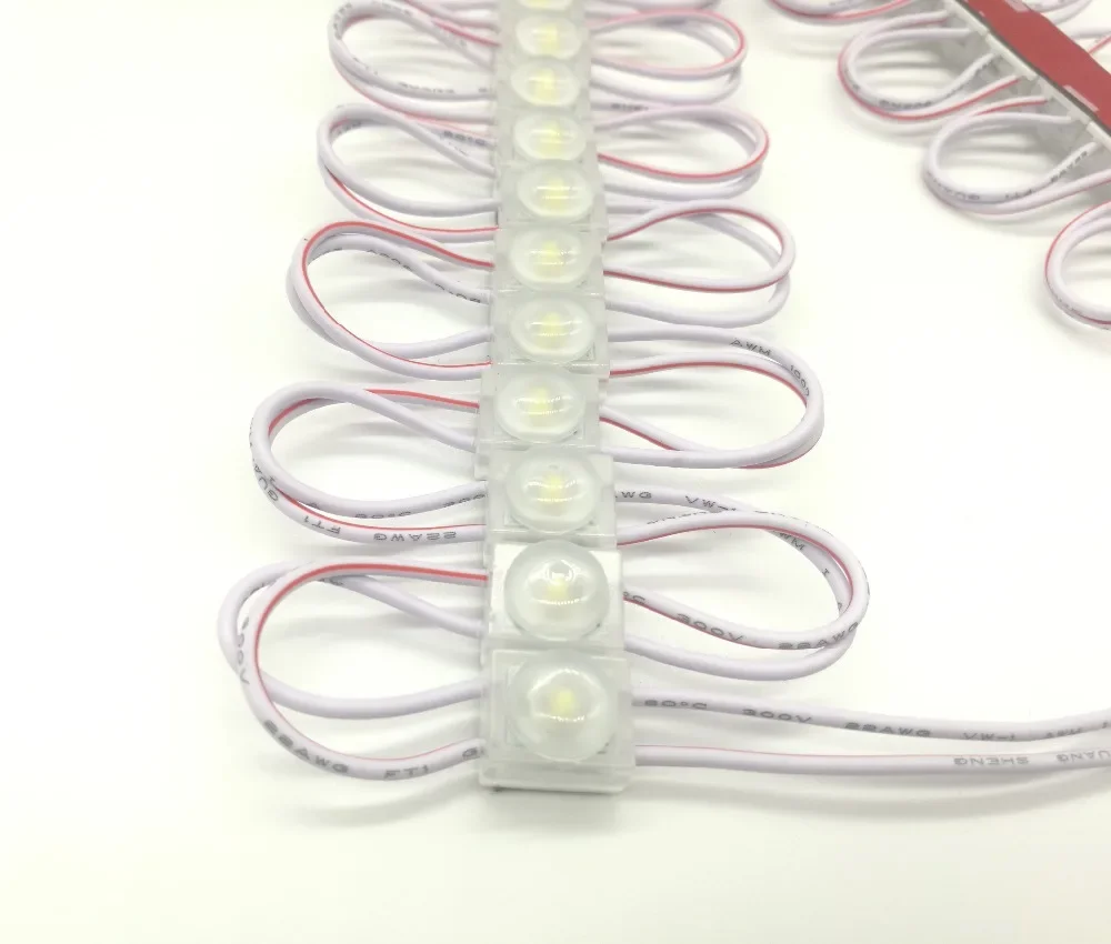 20pcs/lot 1LED injection led module light lamp white /warm white DC 12V with lens Waterproof IP65