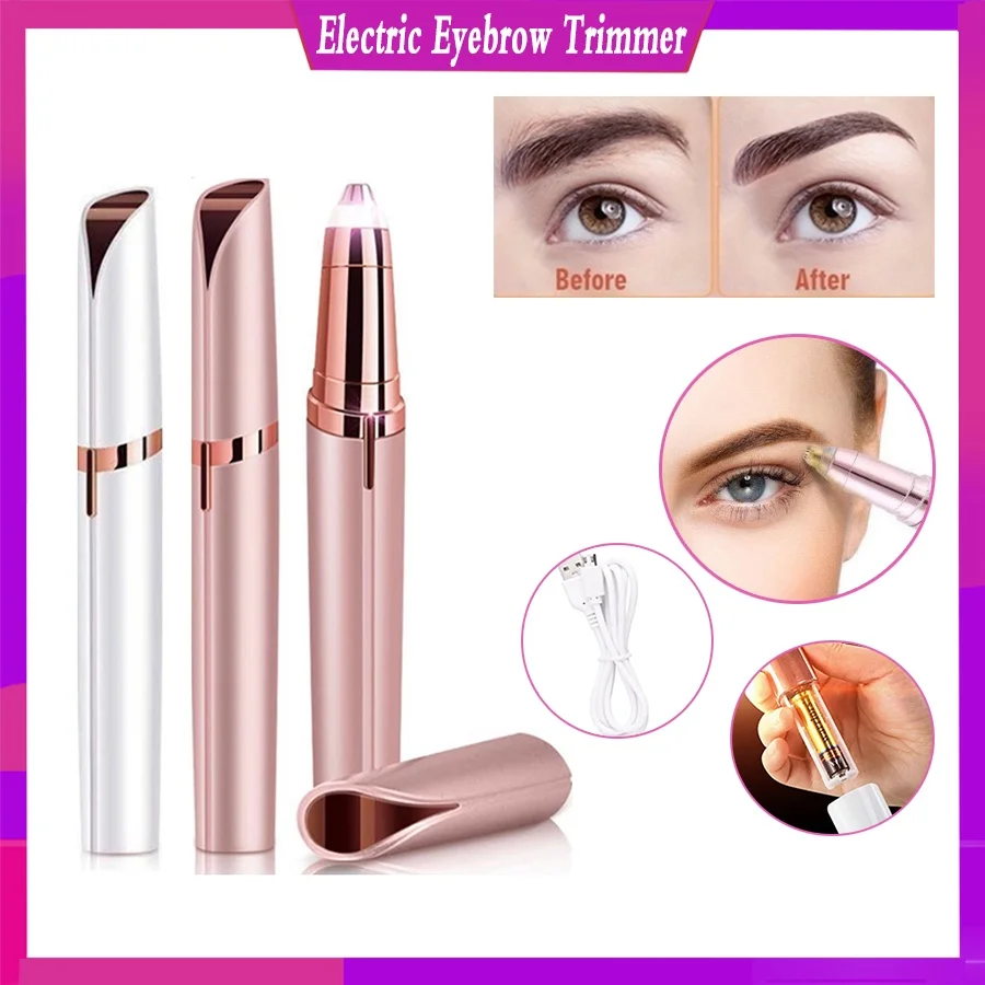 Portable Electric Eyebrow Trimmer Rechargeable Eyebrow Epilator Eyebrow Remover Painless Eyebrow Razor Facial Hair Remover