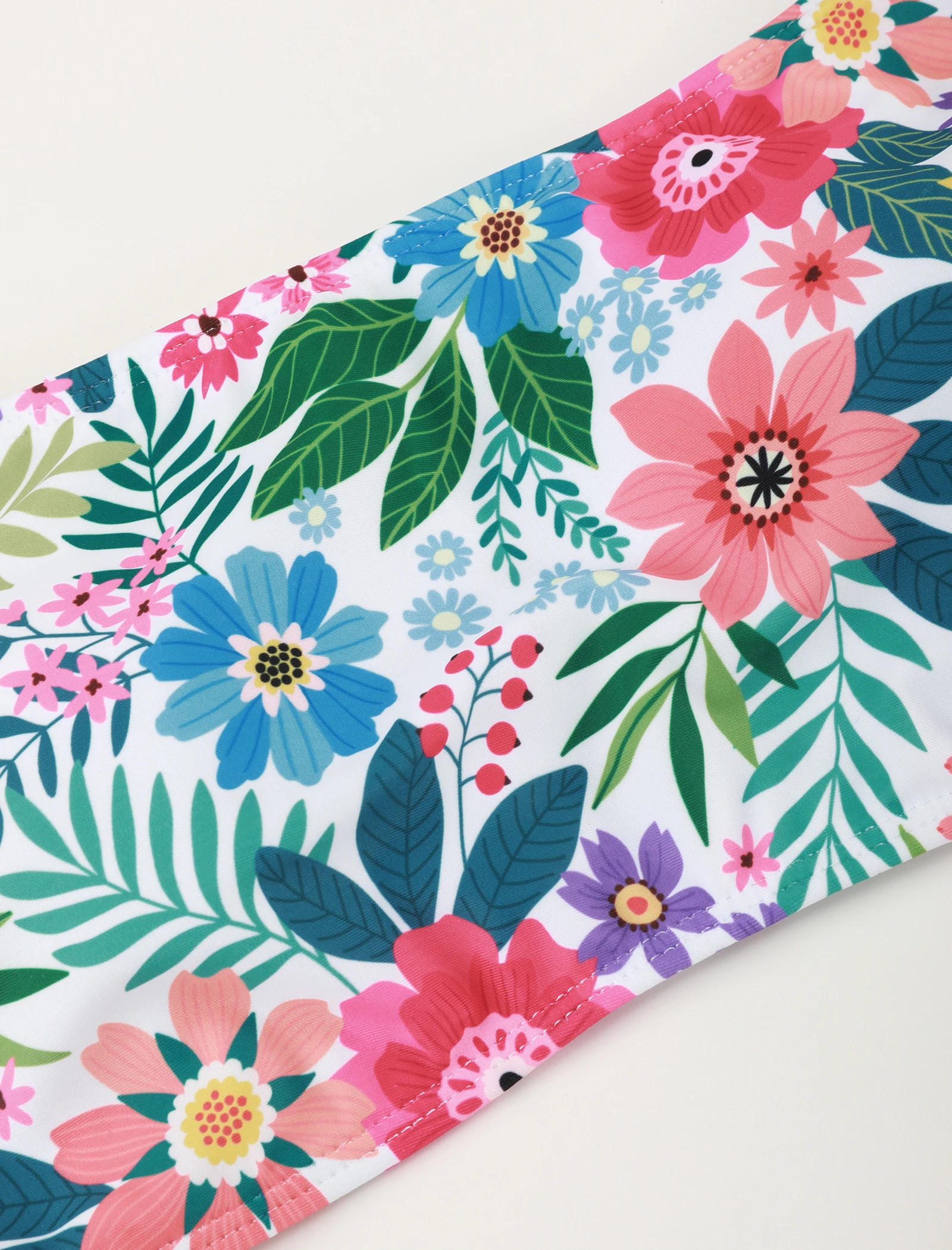 طقم بيكيني نسائي بطبعة زهور، توب سباحة بدون أكمام من Boho Fashion وجزء سفلي للسباحة للصيف، ملابس سباحة للسيدات لقضاء عطلات الشاطئ #3