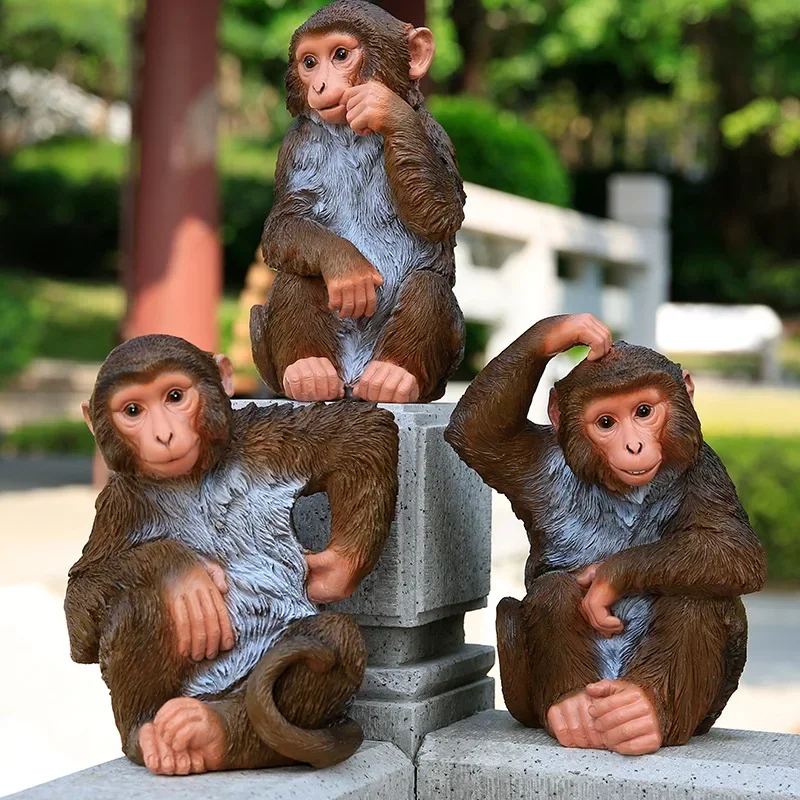 Simulation monkey ornament outdoor, fiberglass animal sculpture garden landscape garden