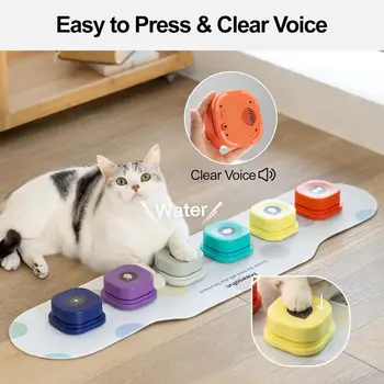 Mewoofun Voice Recording Button Pet Toys Dog Buttons for Communication Pet Training Buzzer Recordable Talking Button with Mat 4