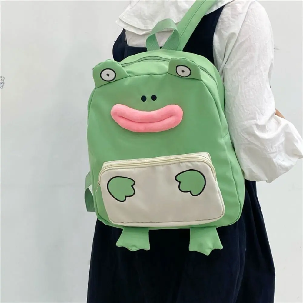 Funny Polyester Little Frog Backpack Storage Large Capacity Storage Bag Doll Schoolbag