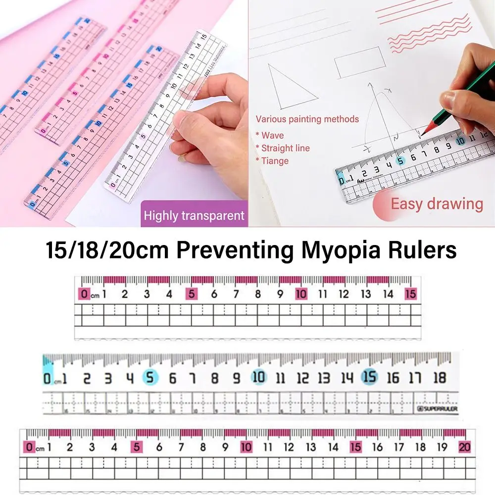 

Creative Transparent Ruler Preventing Myopia Plastic Straight Rulers With Wavy Line Scale Ruler Students Gift