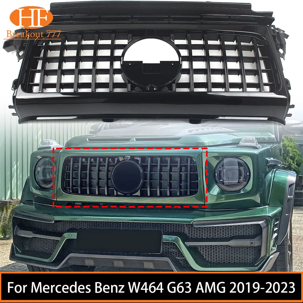 

Front Grill Grille Bumper Grill Exterior Part Car Accessories For Mercedes Benz W464 G63 AMG 2019-2023 GT-R Style