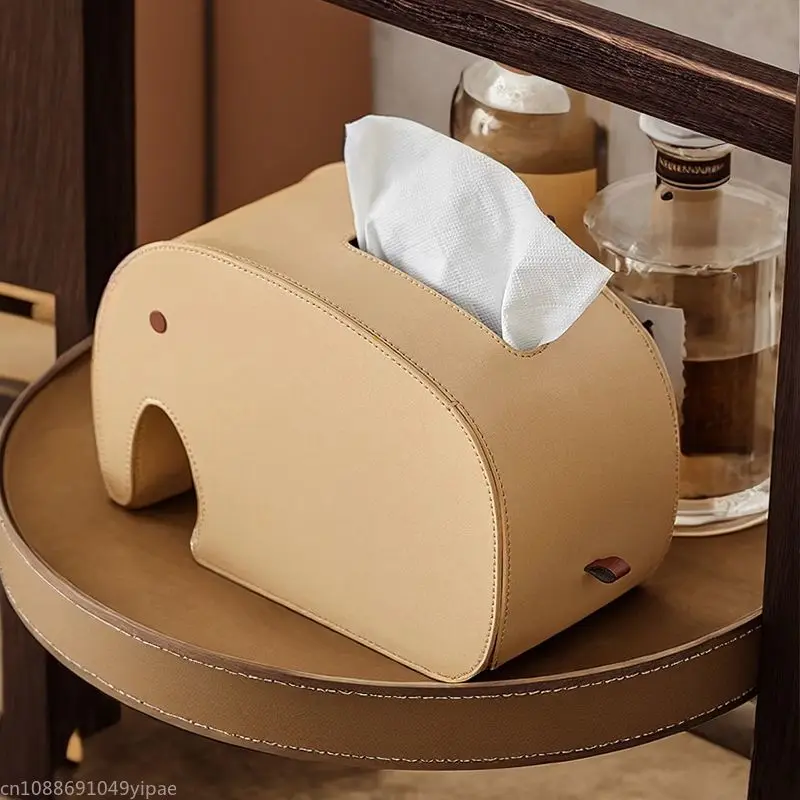 

Light Luxury Leather Elephant Pumping Paper Box Living Room Modern Home Coffee Table Decoration Creative Tissue Boxs