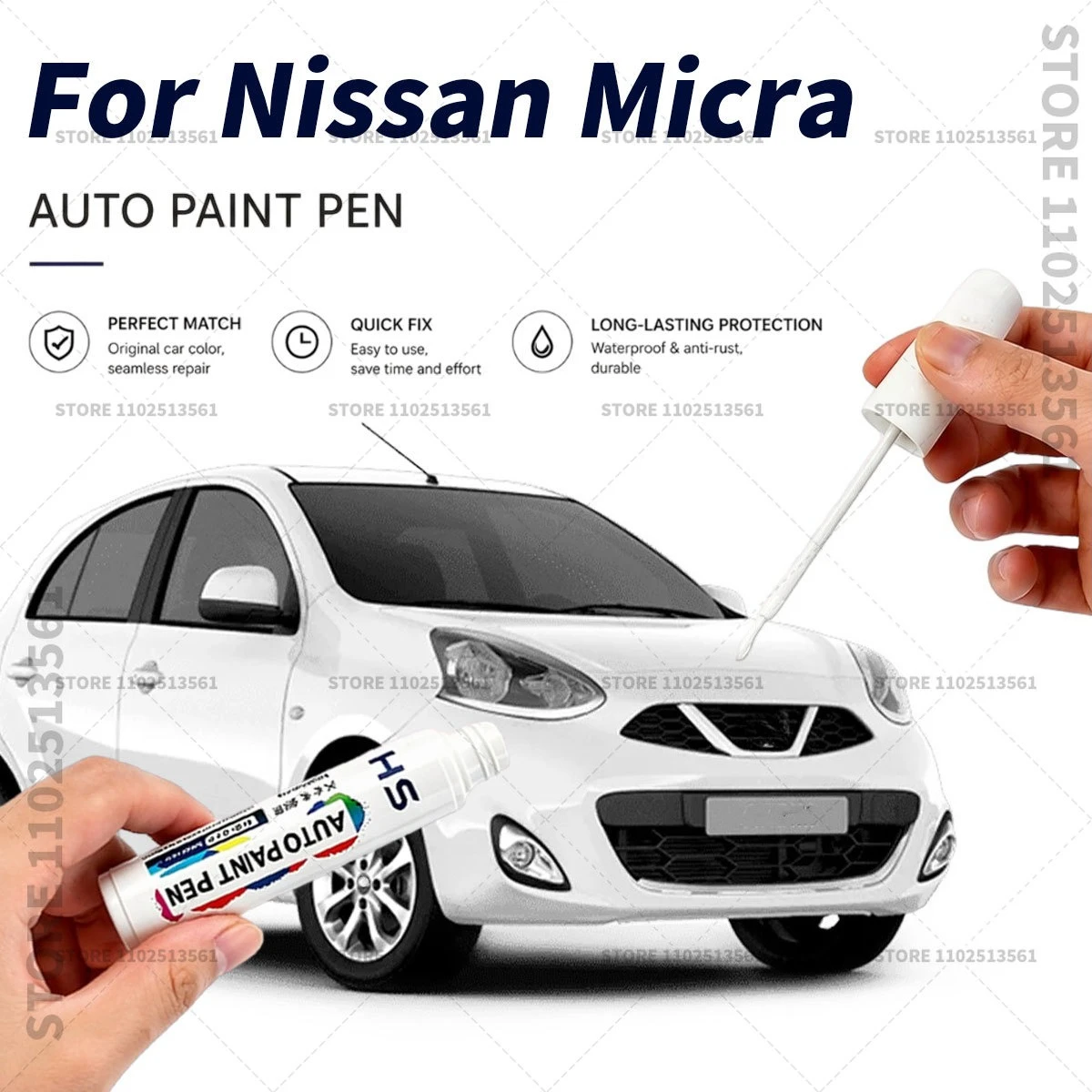Quick Dry Car Touch Up Paint Pen Auto Scratch Repair Brush for Paint Chips Scratches and Scuffs For Nissan Micra Silver Orange