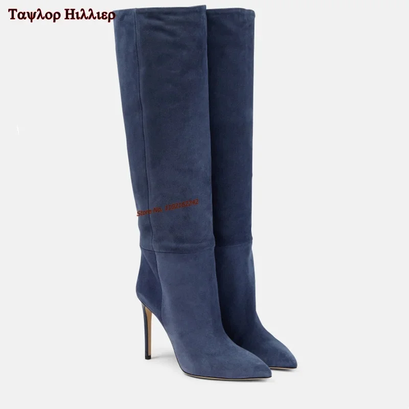 New Autumn Suede High-Tube Women\'S Boots Stiletto Pointed Toe Comfortable And Fashionable Going Out Versatile But Knee Boots 46