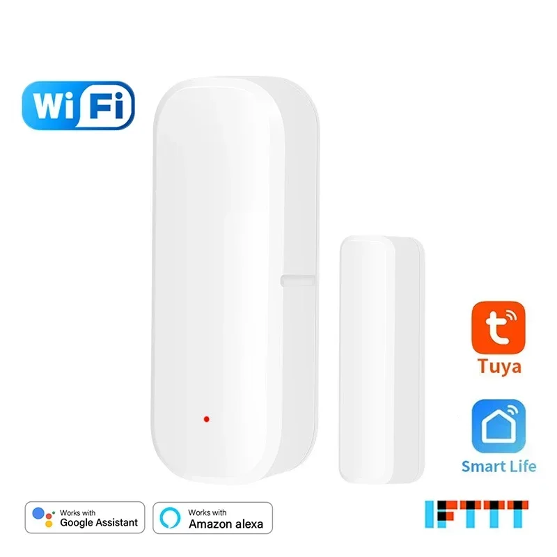 Tuya Smart Home-Sensor de puerta WiFi, Alarma para ventana, detectores abiertos cerrados, protección de seguridad, voz de vida inteligente para Alexa y Google