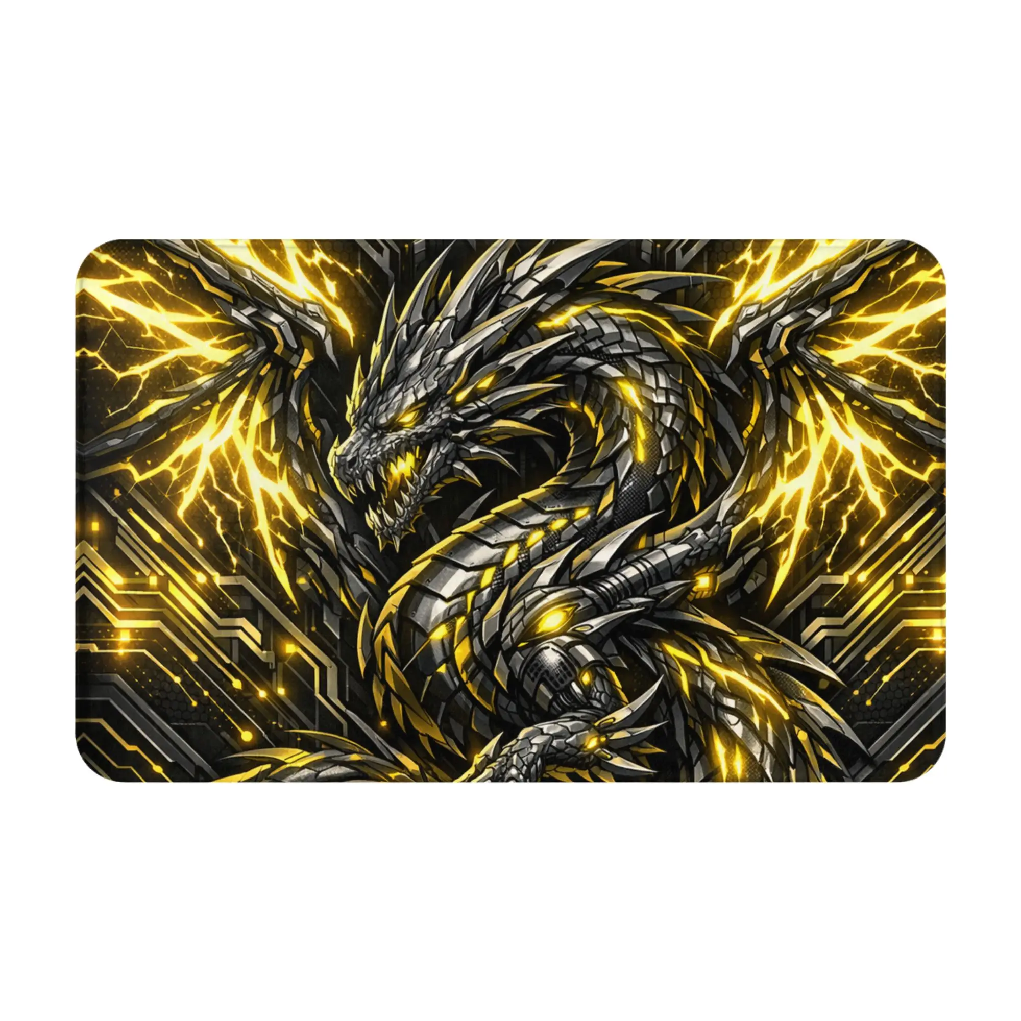 Golden Lightning Dragon Fantasy Artwork Non-slip Doormat Living Room Mat  Floor Indoor Home Decorative