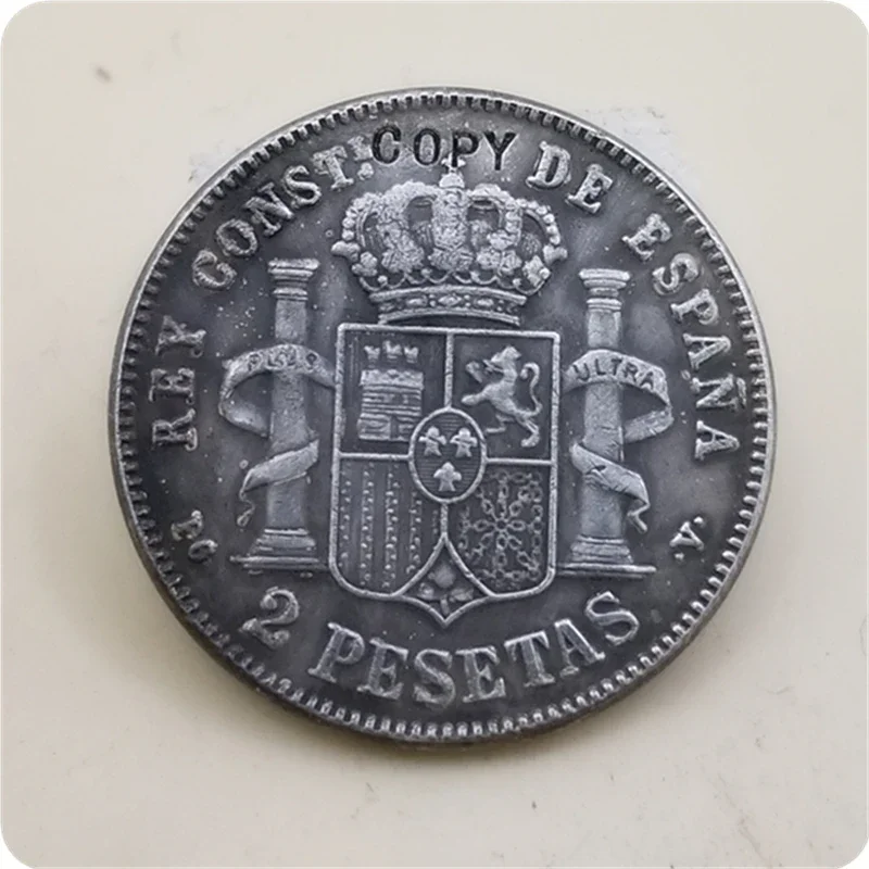 1894 Spain 2 Pesetas - Alfonso XIII (2nd portrait) COPY COIN Challenge Pocket Coins Christmas Gifts