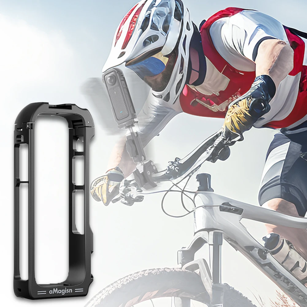 For Insta360 X4 Protective Frame with Cold Shoe & 1/4inch Threads Magnetic Quick Release Protective Rabbit Cage Protective Case