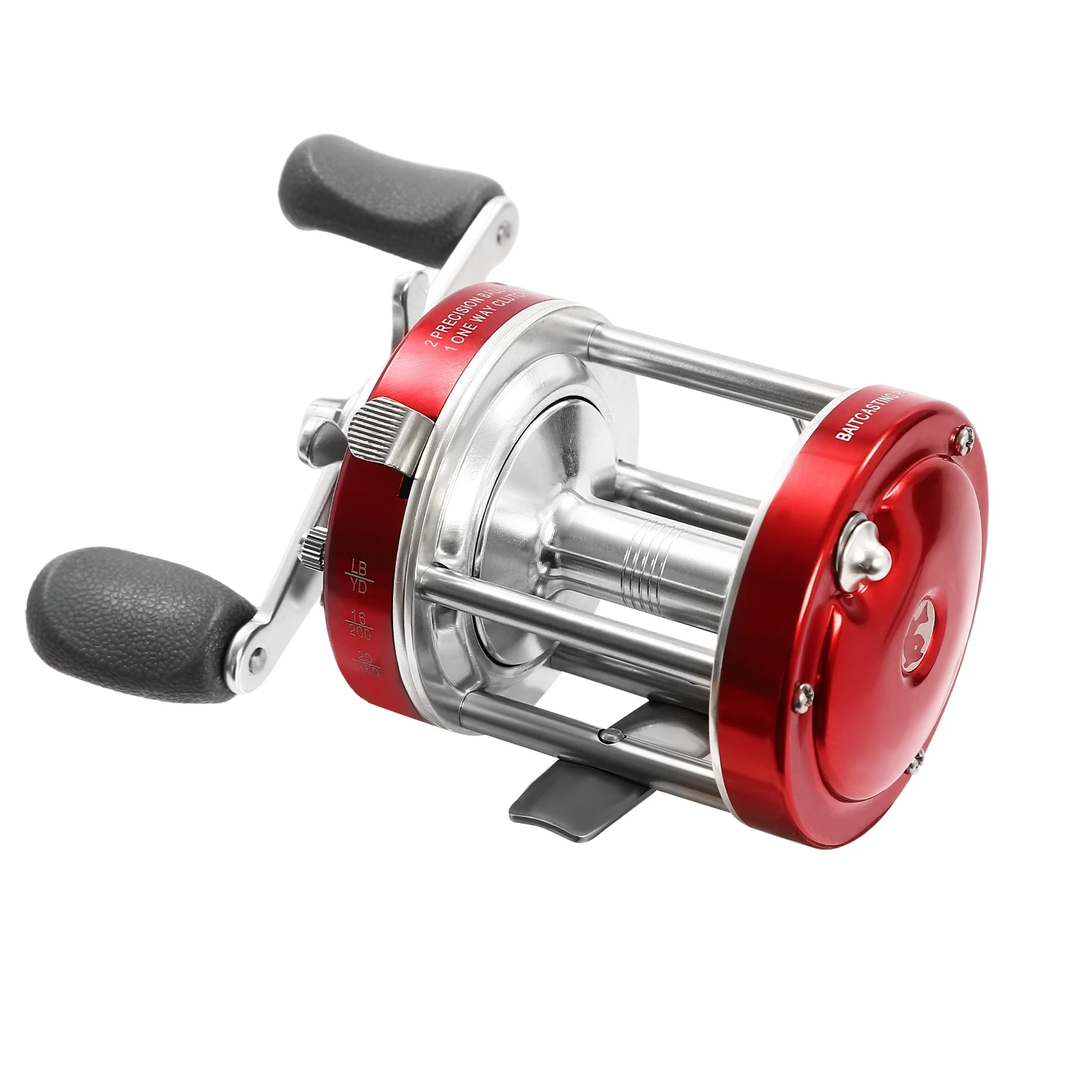 Round Baitcasting Reel  Conventional Reel for Catfish Baitcasting Fishing Reel Red