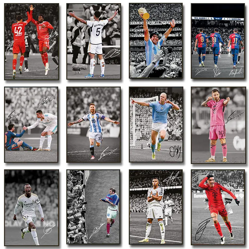 Póster de atletas de estrellas en el campo de fútbol, pintura en lienzo de Color de Super momento, imagen artística de pared, decoración del hogar para sala de estar, regalos para fanáticos
